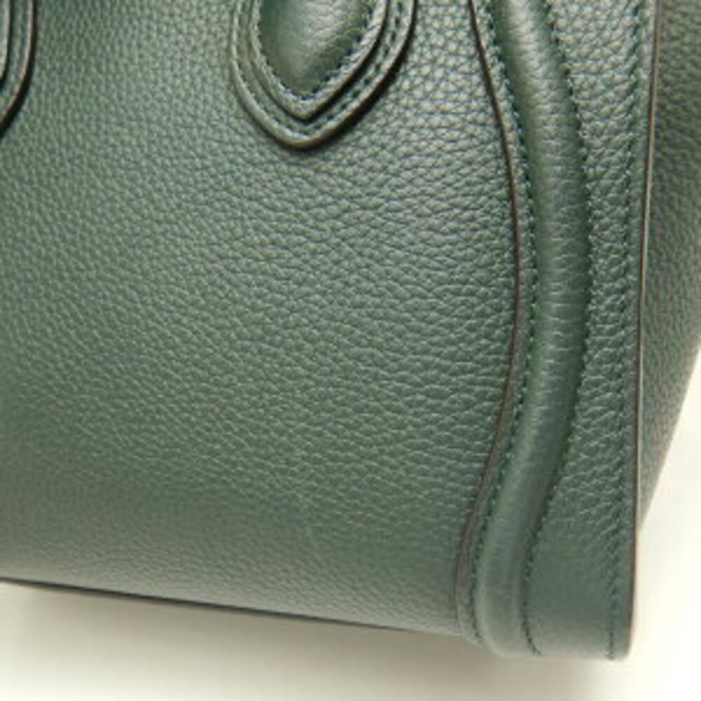 CELINE Luggage 2way Shopper Handbag Calfskin Dark Green - Picture 6 of 9